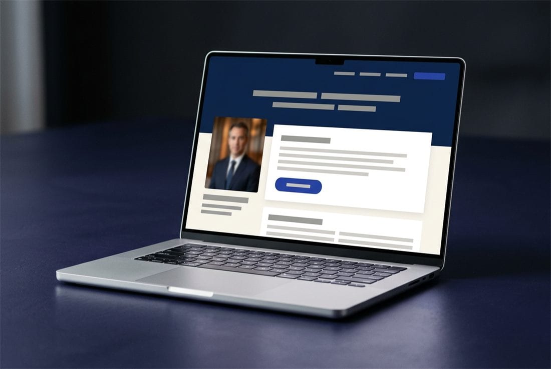 Law firm website concept on a laptop